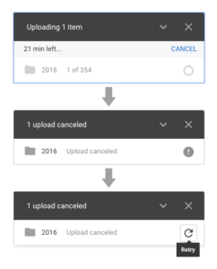 pause upload google drive